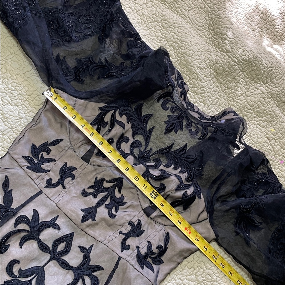 sheer beaded dark floral lace corset midi dress - Picture 6 of 10